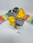4 inch Flower Alice Band - Yellow Gold & Metal Grey