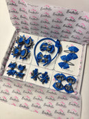 School Bundle - Matching Pairs - Clips & Alice Band - Royal Blue & Metal Grey