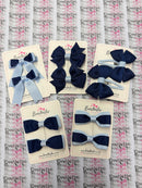 School Bundle - Small Bows - Clips - Matching Pairs - 10 Pack - Navy & Bluebell
