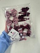 Surprise Bundle - Matching Pairs - Small Bow/Bobbles Pairs - 10 Pack - Burgundy