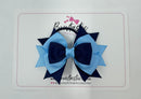 3.5 Inch Stacked Bow Bobble - Navy & Blue Mist