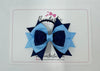 3.5 Inch Stacked Bow Bobble - Navy & Blue Mist