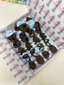 School Bundle - 3 Inch Bows - Clips & Bobbles - Brown & Blue Topaz