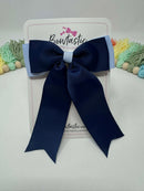 4.5 Inch Tail Bow Style 2 - Navy & Bluebell
