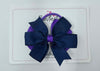 3.5 Inch Flat Double Bow Bobble - Navy & Purple