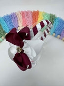 4 inch Flower Alice Band - Wine & White