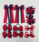School Bundle - 3 Inch Bows - Red & Navy - Clips & Bobbles