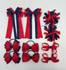 School Bundle - 3 Inch Bows - Red & Navy - Clips & Bobbles