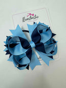4.5 Inch Ring Bow Bobble - Navy & Blue Mist