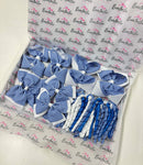 School Bundle - 5 Matching Pairs - Clips & Bobbles - Royal Blue & White Gingham