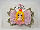 3.5 Inch Glitter Bow - Pink & Gold Princess ** Seconds **