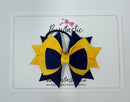 3.5 Inch Stacked Bow Bobble - Navy & Yellow Gold