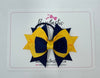 3.5 Inch Stacked Bow Bobble - Navy & Yellow Gold