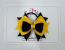 3 Inch Stacked Bow - Thin Elastic - Black & Yellow Gold