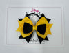 3 Inch Stacked Bow - Thin Elastic - Black & Yellow Gold