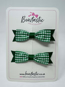 2.5 Inch Layer Tuxedo Bow - Green Gingham - 2 Pack