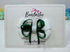 3 Inch Flat Double Bow Style - Forest Green & White
