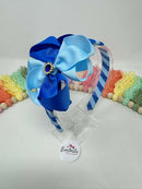 4 inch Flower Alice Band - Royal Blue & Light Blue