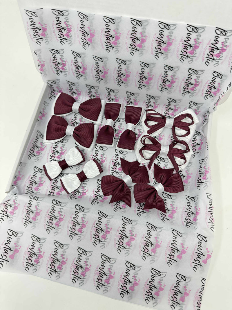 School Bundle - Burgundy & White - 10 Items - Clips