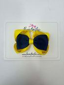 3.5 Inch 2 Layer Tuxedo Bow Thin Elastic - Black & Daffodil