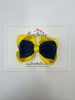 3.5 Inch 2 Layer Tuxedo Bow Thin Elastic - Black & Daffodil