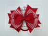 4.5 Inch Stacked Bow Bobble - Red Gingham