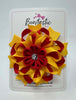 4 Inch Flower Bow - Red & Yellow Gold
