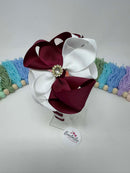 4 inch Flower Alice Band - Wine & White