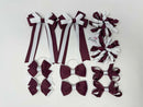 School Bundle - 3 Inch Bows - Burgundy & White - Clips & Bobbles