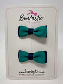 1.75 Inch Bow - Jade Green & Navy - 2 Pack