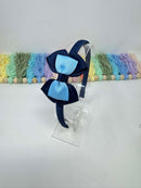 2.5 inch Bow Alice Band - Navy & Blue Mist