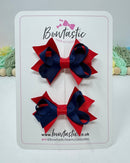 2 Inch Bows - Red & Navy - 2 Pack