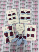 School Bundle - Small Bows/Clips/Bobbles Pairs - 10 Pack - Burgundy & Bluebell