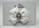 3.5 Inch Glitter Gem Bow - White