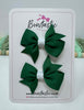2 Inch Flat Bow - Forest Green & White - 2 Pack
