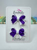 2 Inch Bows - Purple & White - 2 Pack