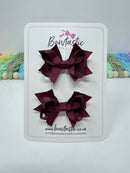 2 Inch Bows - Burgundy - 2 Pack