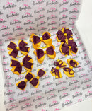 School Bundle - 5 Matching Pairs - Clips & Bobbles - Burgundy & Yellow Gold