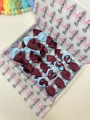 School Bundle - 3 Inch Bows - Clips & Bobbles - Wine & Blue Mist