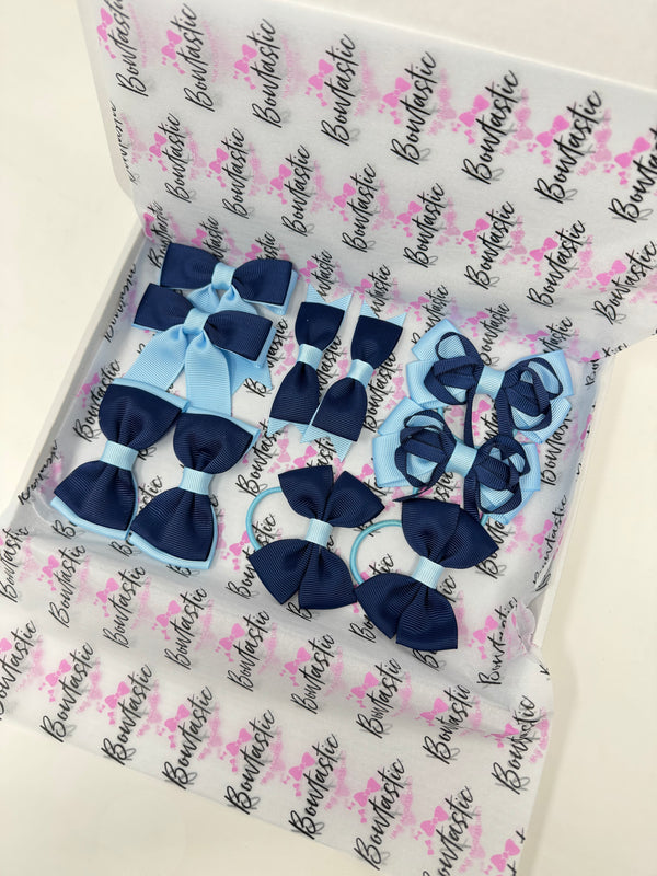 School Bundle - Navy & Blue Topaz - 10 Items - Clips & Bobbles