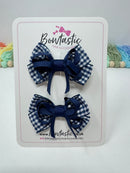 2.5 Inch Bows - Navy & Navy Gingham - 2 Pack