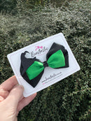 4 Inch Satin Bow - Green & Black Witch Bow