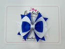 3.5 Inch Stacked Bow Bobble - Royal Blue & White