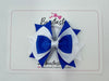 3.5 Inch Stacked Bow Bobble - Royal Blue & White