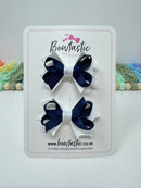 2 Inch Bows - Navy & White - 2 Pack