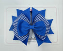 4.5 Inch Stacked Bow Bobble - Royal Blue Gingham