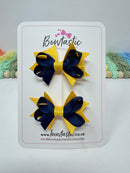 2 Inch Bows - Black & Yellow Gold - 2 Pack