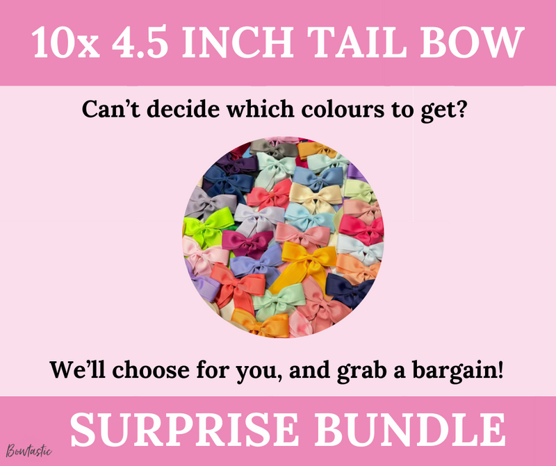 Surprise Bundle - 4.5 Inch Tail Bows - 10 Clips - Individual Colours