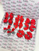 School Bundle - 5 Matching Pairs - Clips & Bobbles - Red & Metal Grey