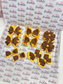 School Bundle - 5 Matching Pairs - Clips & Bobbles - Turftan & Yellow Gold